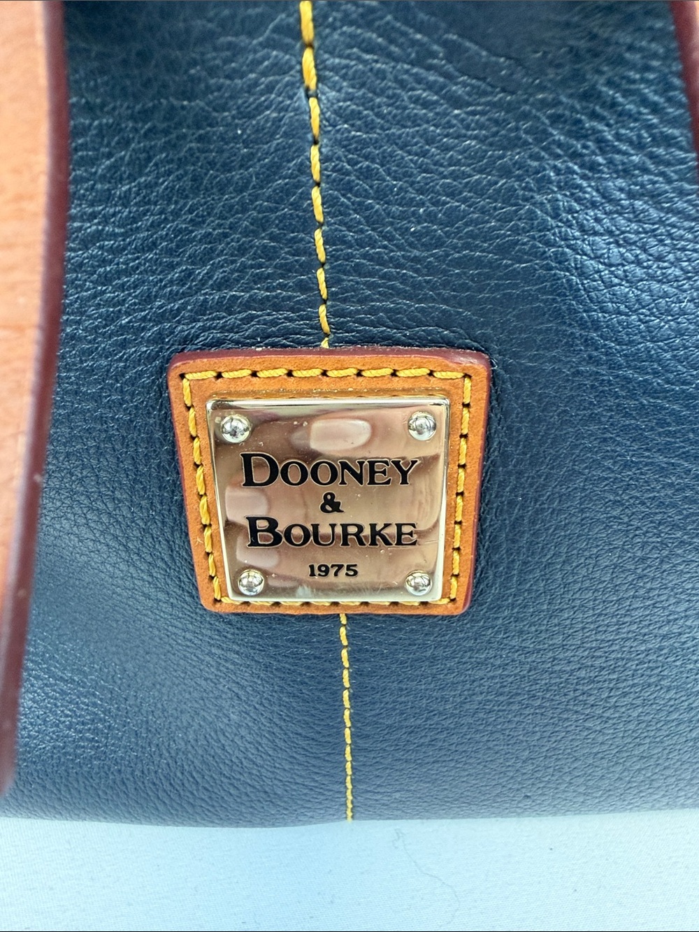 Dooney & Bourke Dillen Navy Pebble Leather Zip Pocket Shoulder Tote Bag - Picture 2 of 11